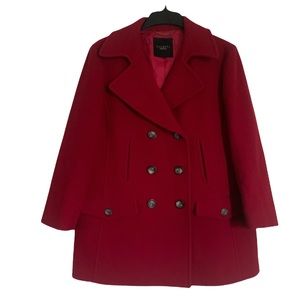 Talbots Red Wool Blend Pea Coat